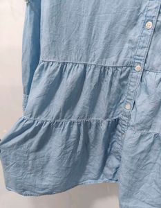 Tween Denim Tiered Midi Dress