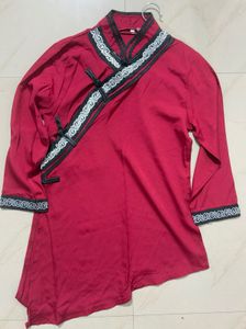 Vibrant Red Embroidered Kurta