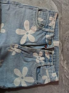 Floral Print Wide Leg Jeans