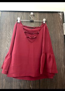 Maroon Bell Sleeve Top