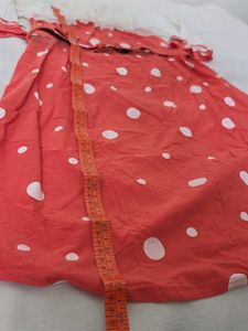 Girls Polka Dot Chinese Collar Dress with Belt