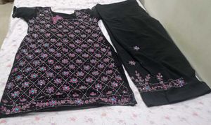 Elegant Black Embroidered Kurta Set