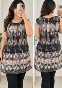 Stylish Sleeveless Printed Kurta Size XS-S
