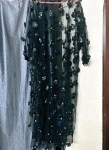 Sheer Black Floral Overlay Dress