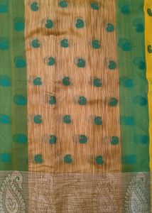YELLOW- GREEN CHANDERI COTTON SAREE