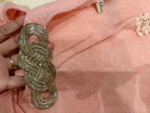 Peach Lace Sleeve Top