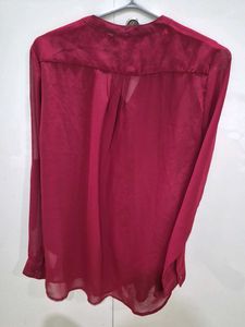Burgundy Button-Up Blouse