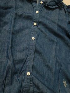 Blue Denim Puff Sleeve Top