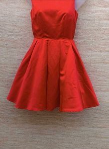 Elegant Red Sleeveless Fit and Flare Dress