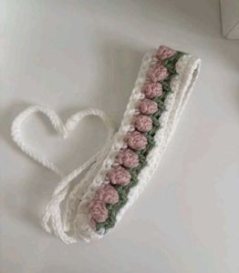 Handmade Crochet Floral Headband + thor keychain