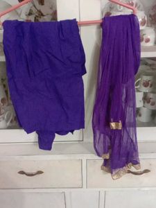 Vibrant Pink &amp; Purple Embroidered Gown