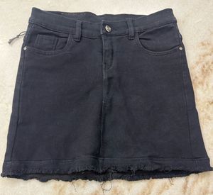 Classic Black Denim Mini Skirt