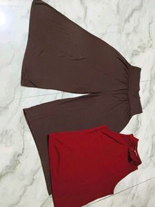 solid brown below knee length t.shirt material tri