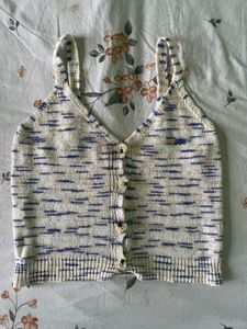 Striped Knit Button-Up Tank Top