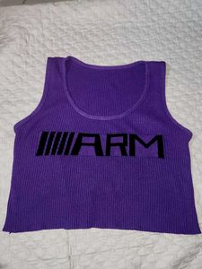 Purple Ribbed Crop Top