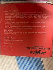 One Plus Power Charger Original Unused In Box Packing
