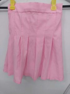 Cute Pink Pleated Mini Skirt