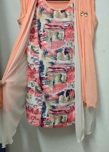 Sleevless Top With Attached  Flared Shrug