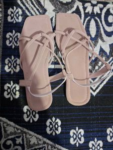 Pink Strappy Square Toe Sandals