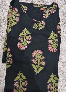 Elegant Black Floral Print Kurta