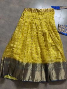 Yellow Silk Lehenga choli  with Golden Print