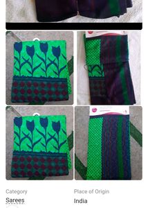 Green Polka Dot Saree Fabric