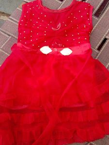 Red Embellished Party Gown