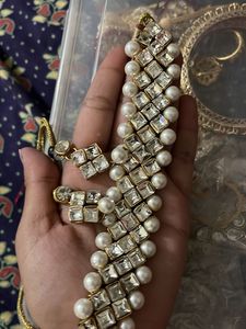 Elegant Pearl & Crystal Necklace Set