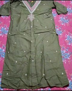 Embroidered Kurtas - Pink &amp; Olive Green