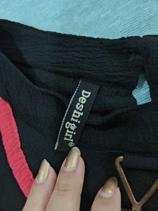 Stylish Black Blouse with Pink Trim
