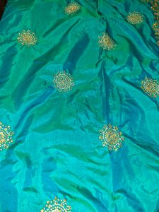 Elegant Teal Embroidered Silk Saree-only saree