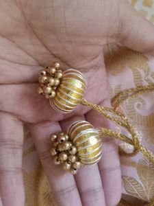 Golden Brocade Potli Bag with Tassel Drawstring –