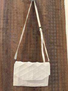 White Geometric Clutch Bag
