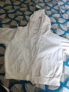 Cream Cropped Zip-Up Hoodie
