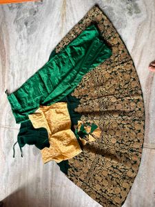 Elegant Green Embroidered Lehenga Skirt