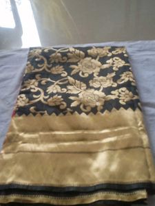 Elegant Gold &amp; Black Woven Saree