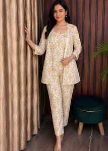 Stylish pure cotton Printed Blazer set