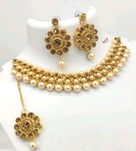 Partwear Cotton Gown With Jwellery Set