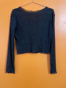 Sparkly Long Sleeve Crop Top