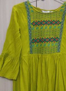 Chartreuse Embroidered Peasant Top
