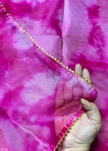 Pink Tie-Dye Organza Silk Saree