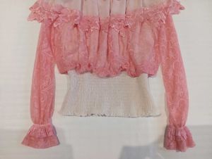 Pink Lace Off-Shoulder Top