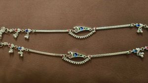 Beautiful Peacock Enamel Anklets pure silver