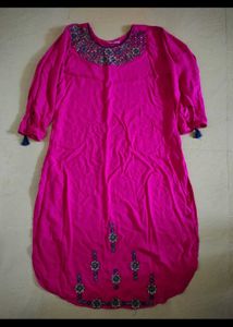 Magenta Embroidered Kurta