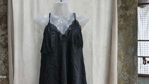 I. Satin Lace Trim Slip Dress