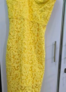 Stunning Yellow Lace Bodycon Dress
