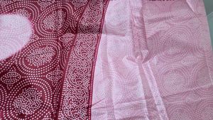 Elegant Pink Georgette Saree with Maroon Bandhani