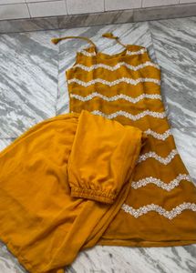 Elegant Mustard Kurta Set with Embellishments