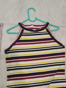 Striped Halter Neck Mini Dress
