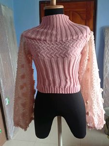 Baloon Sleeve Turtle Neck Top